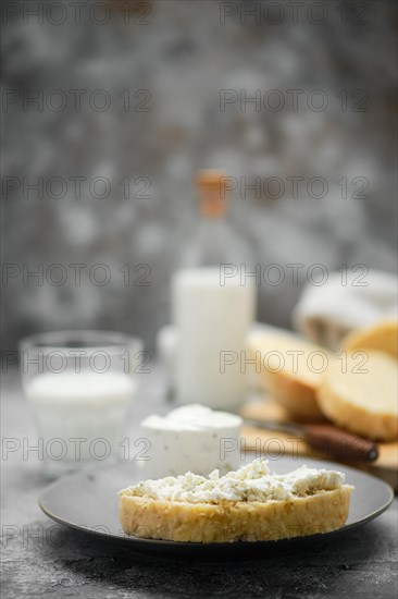 Healthy breakfast with homemade yeast-free bread