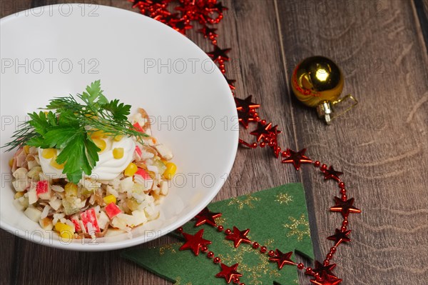 Crab sticks salad with corn