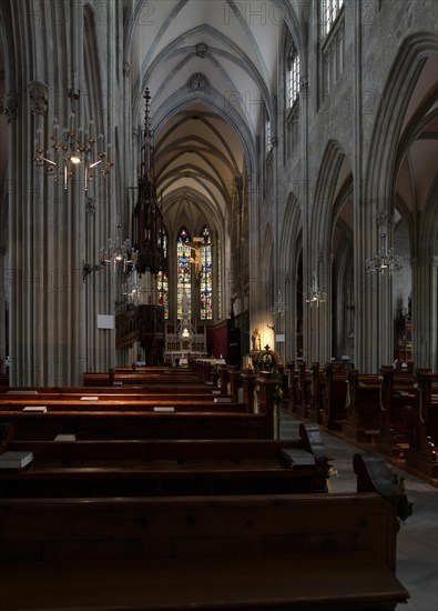 Interior view of the nave of the Abbey and Parish Church