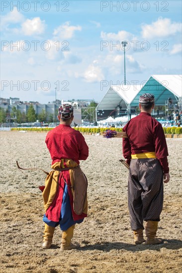 Old style wooden arrows in the case of an archer