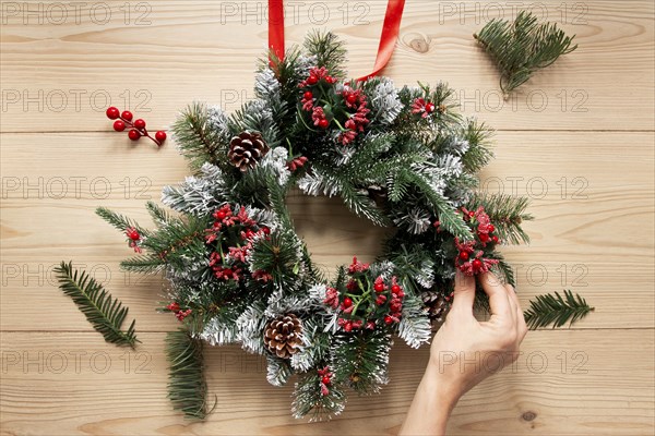 Decorative christmas wreath composition