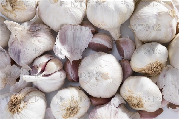 Top view assortment organic garlic gloves. Resolution and high quality beautiful photo