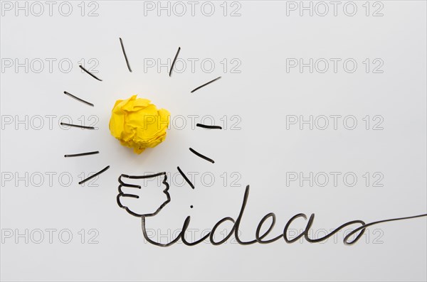 Concept creative idea innovation with paper ball as light bulb
