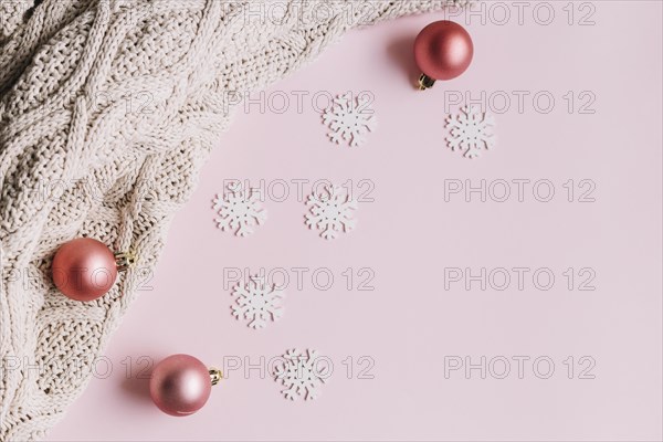 Small snowflakes with shiny baubles. Resolution and high quality beautiful photo