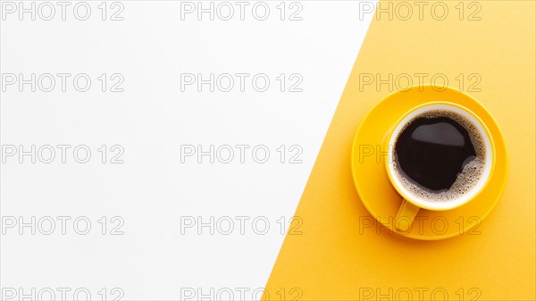 Top view cup coffee with copy space. Resolution and high quality beautiful photo