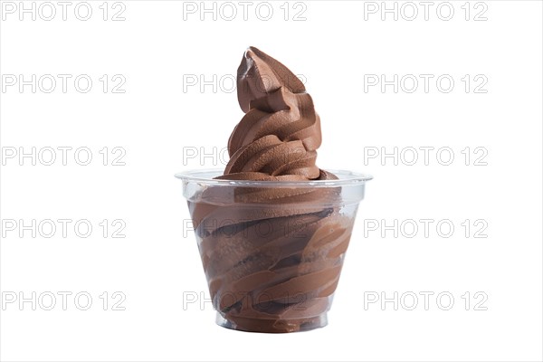 Chocolate Ice cream in plastic take away glass