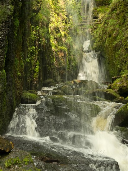 Waterfalls and hiking trail in the Menzenschwander Alb gorge