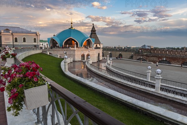 Kul Sharif Mosque in the Kremlin at sunset