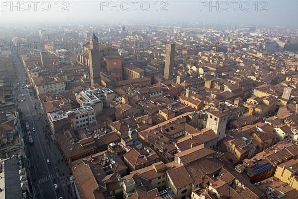 City view Bologna seen from the top of the Asinelli Tower