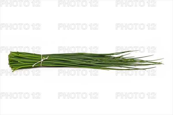 Bundle of cut chive tied with rope isolated on white background