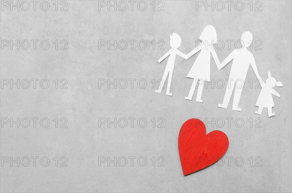 Paper family composition grey background with copy space