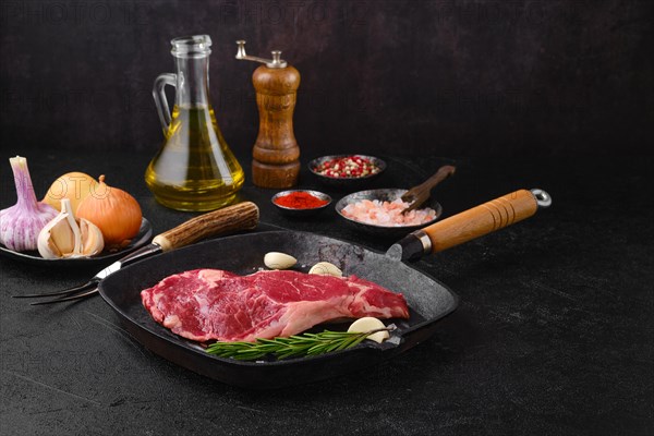 Raw ribeye steak