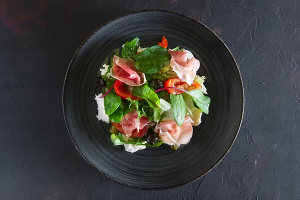 Fresh salad with jamon