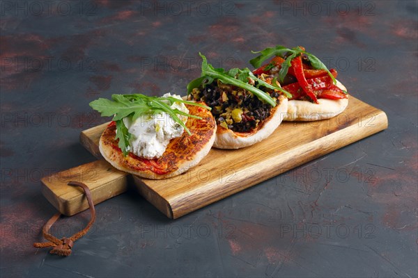 Tapas platter on wooden plate