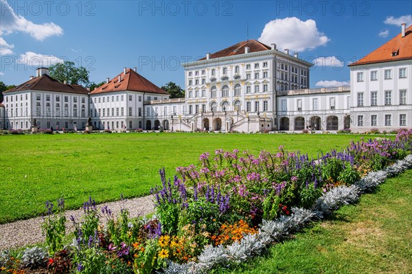 Flower borders on the city side of Nymphenburg Palace