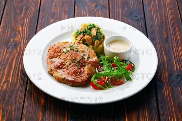 Fried chop pork cutlet with mashed potato and