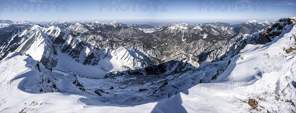 Panoramic view from the summit of the Sonntagshorn in winter