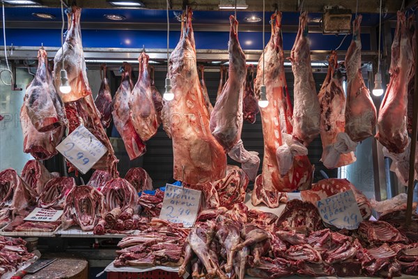 Raw meat at a stall