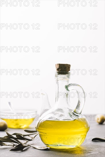 Vertical shot olive oil bottle light. Resolution and high quality beautiful photo