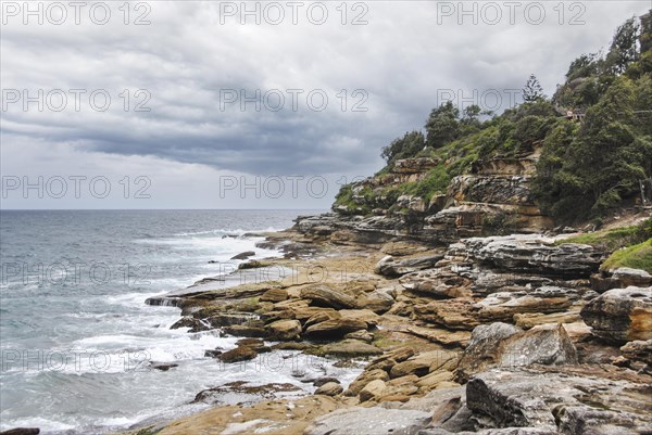 View of a rocky coastline at Sydney