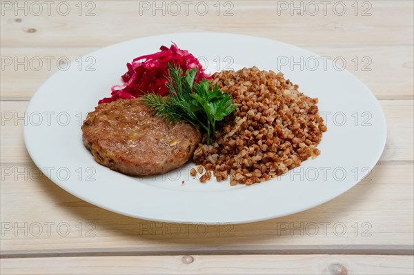 Portion of fried beef cutlet