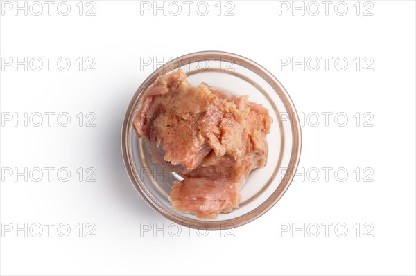 Top view of plate with canned tuna