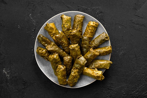 Grape leaves stuffed with meat and rice