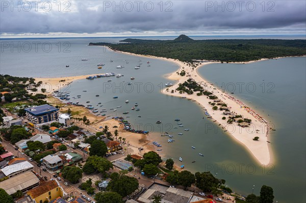 Long sandy beach in Alter do Chao along the amazon river