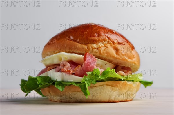 Soft focus photo of burger with mozzarella