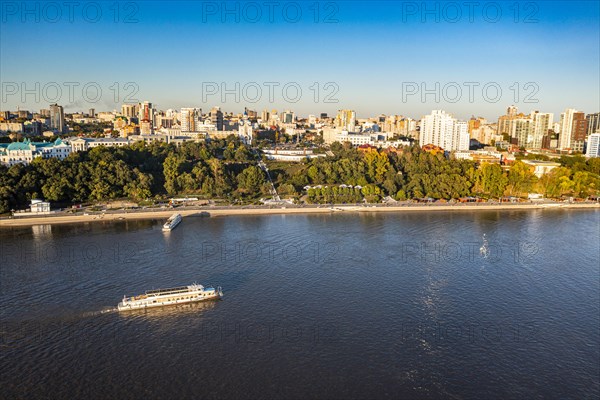 Aerial of Khabarovsk and the Amur river