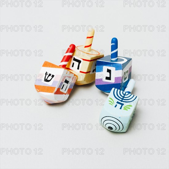 Close up collection jewish dreidel