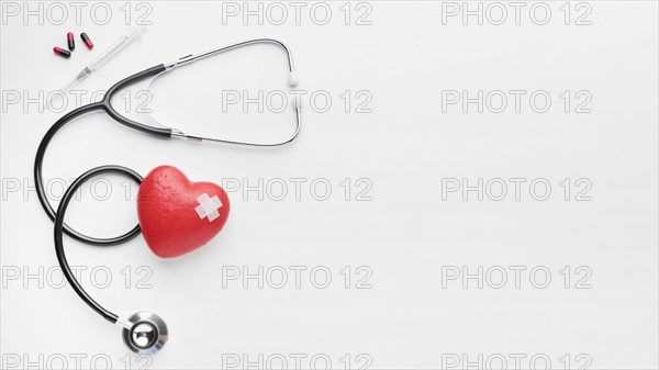 Top view world heart day concept with stethoscope. Resolution and high quality beautiful photo