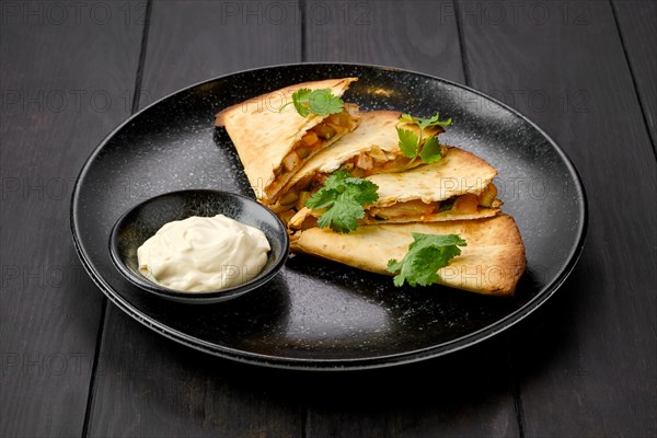 Quesadilla with chicken meat