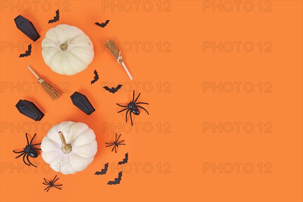 Halloween arrangement with white pumpkins