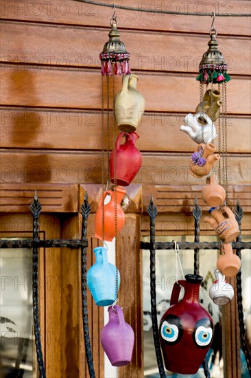 Traditional clay pottery in the market for sale in Istanbul in Turkey