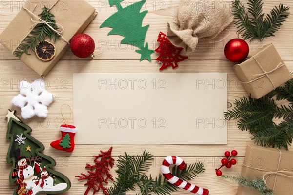 Christmas celebration mock up with decorations