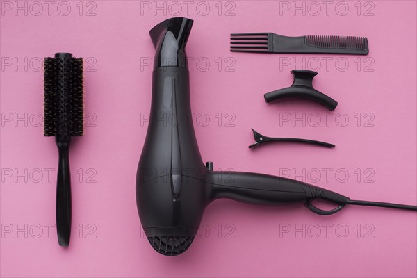 Professional hair dryer flat lay