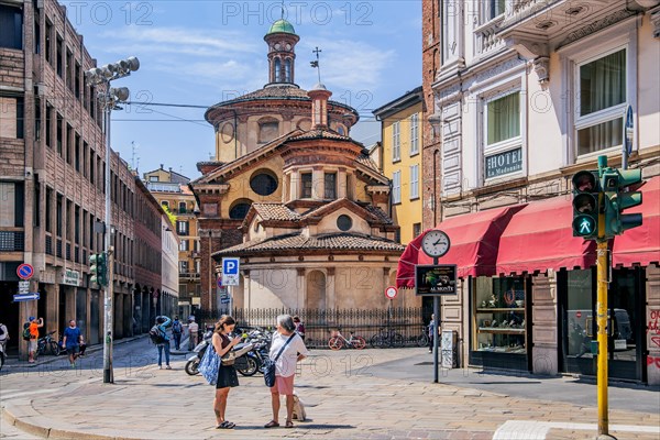 Via Giuseppe Mazzini with the church of Santa Maria presso San Satiro