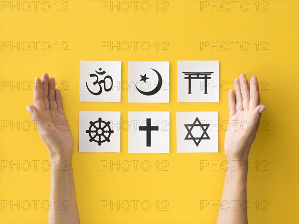 Flat lay religious symbols