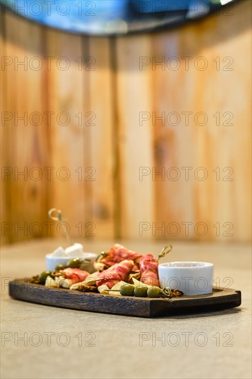 Plate with snack for wine