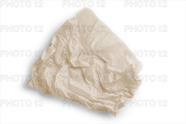 Crumpled parchment for baking isolated on white