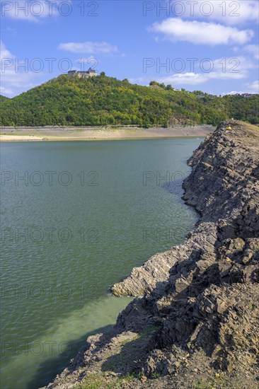 Edersee with Waldeck Castle at low water