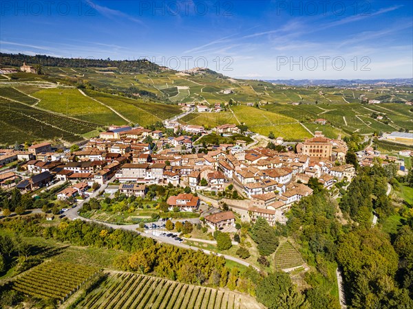 Aerials of the wineyards around Barolo