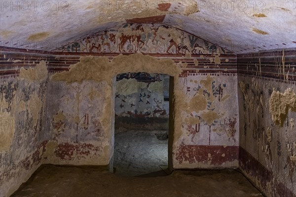 Beautiful wall paintings in the Necropolis of Tarchuna