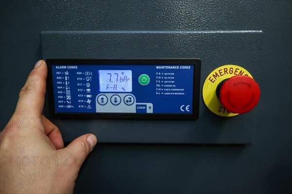 Compressor control panel in the production hall