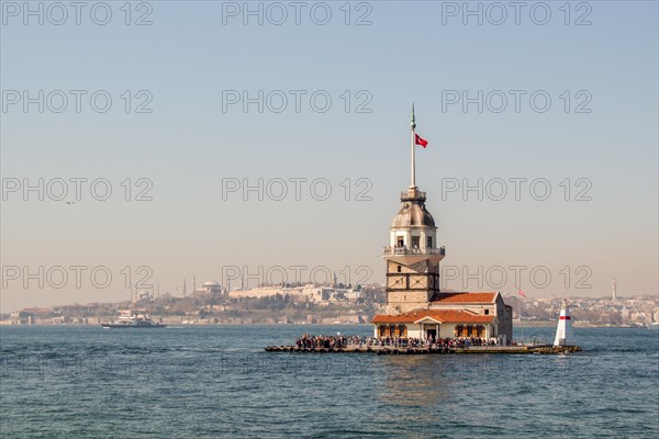 Maidens Tower located in the middle of Bosporus