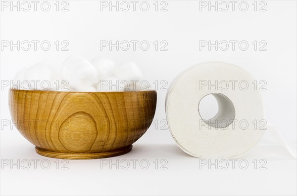 Wooden bowl with toilet paper. Resolution and high quality beautiful photo