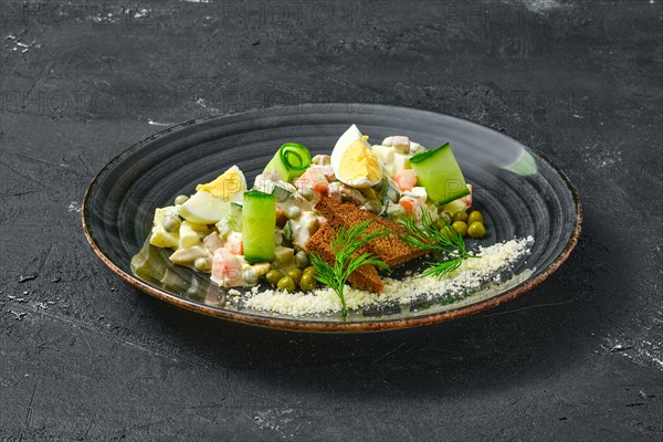 Olivier salad with black bread