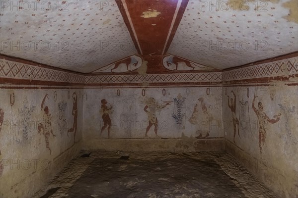 Beautiful wall paintings in the Necropolis of Tarchuna