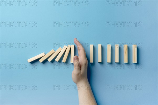 Top view pause wooden blocks falling. Resolution and high quality beautiful photo